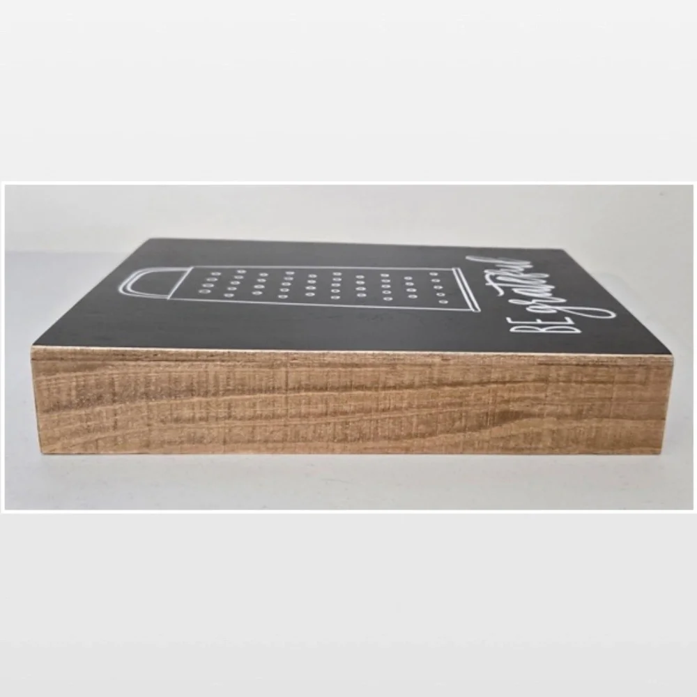 New By Kathy Box Sign Be Grateful Home Décor Black & White Cheese Grater 8X10